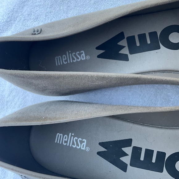 MELISSA MeoW grey sueded ballet flats w/ Cat Ears + cut out Nose USA 10 - Picture 7 of 8
